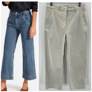 Everlane Wide Leg High Waisted Cropped Casual Quality Denim Jeans Size 8 Boho