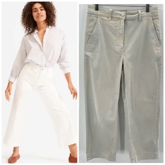 Everlane Wide Leg High Waisted Cropped Casual Quality Denim Jeans Size 8 Boho