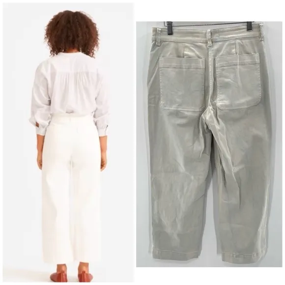 Everlane Wide Leg High Waisted Cropped Casual Quality Denim Jeans Size 8 Boho