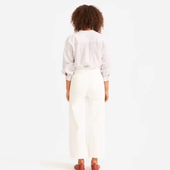 Everlane Wide Leg High Waisted Cropped Casual Quality Denim Jeans Size 8 Boho
