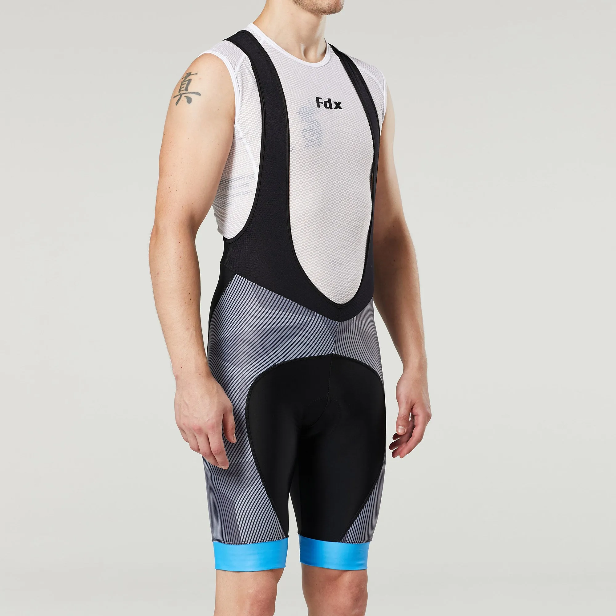 Fdx Men's & Boy's Set Splinter Blue Short Sleeve Summer Cycling Jersey & Bib Shorts