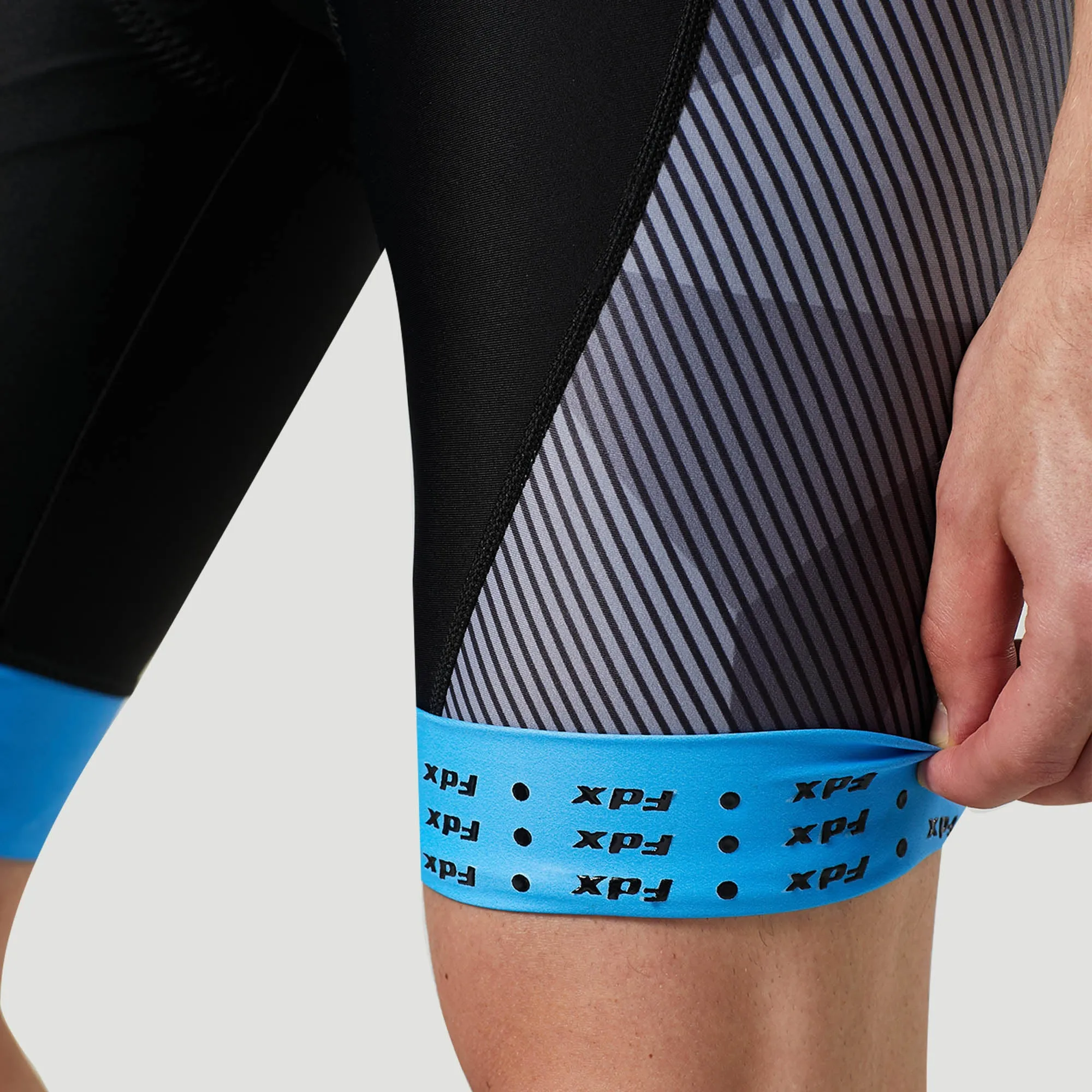 Fdx Men's & Boy's Set Splinter Blue Short Sleeve Summer Cycling Jersey & Bib Shorts