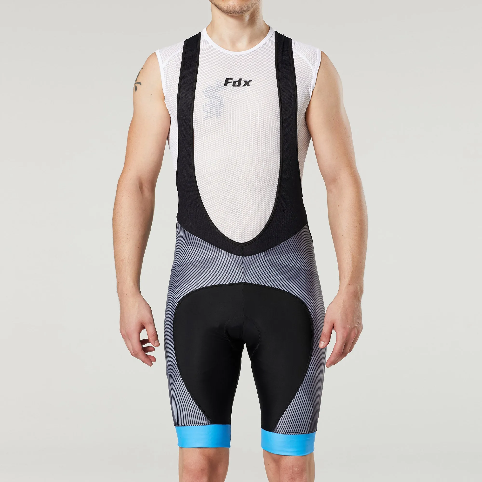 Fdx Men's & Boy's Set Splinter Blue Short Sleeve Summer Cycling Jersey & Bib Shorts