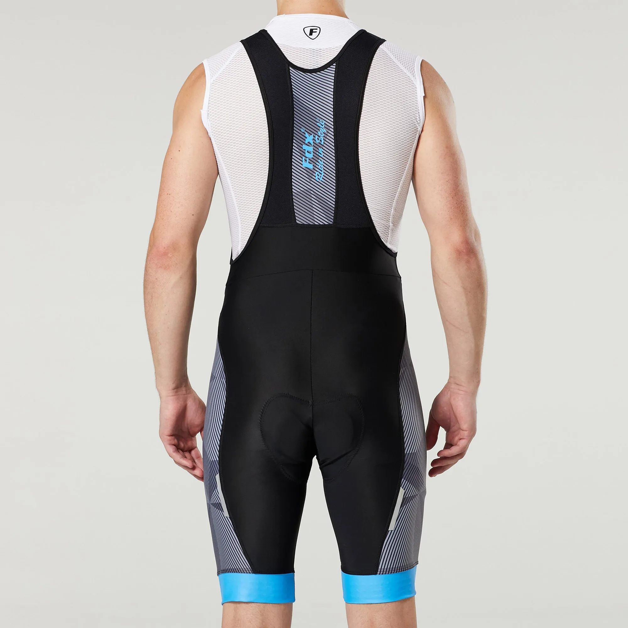 Fdx Men's & Boy's Set Splinter Blue Short Sleeve Summer Cycling Jersey & Bib Shorts
