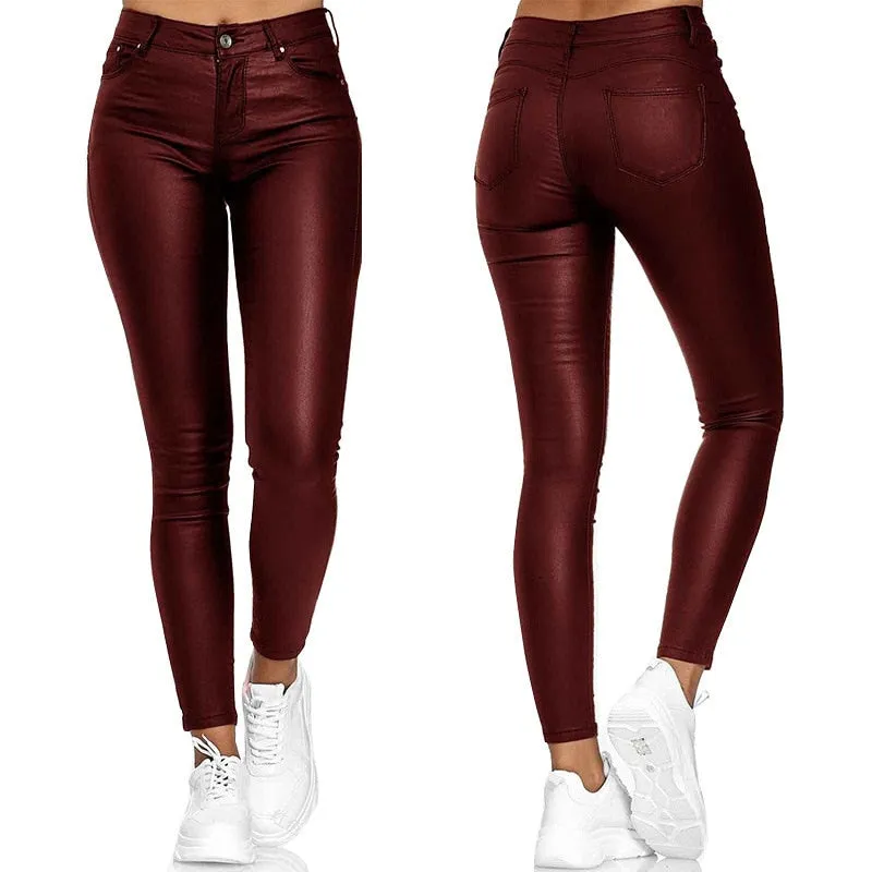 Fiamma Pantalons - Versatile women's High-Waist Skinny leather pants for all occasions
