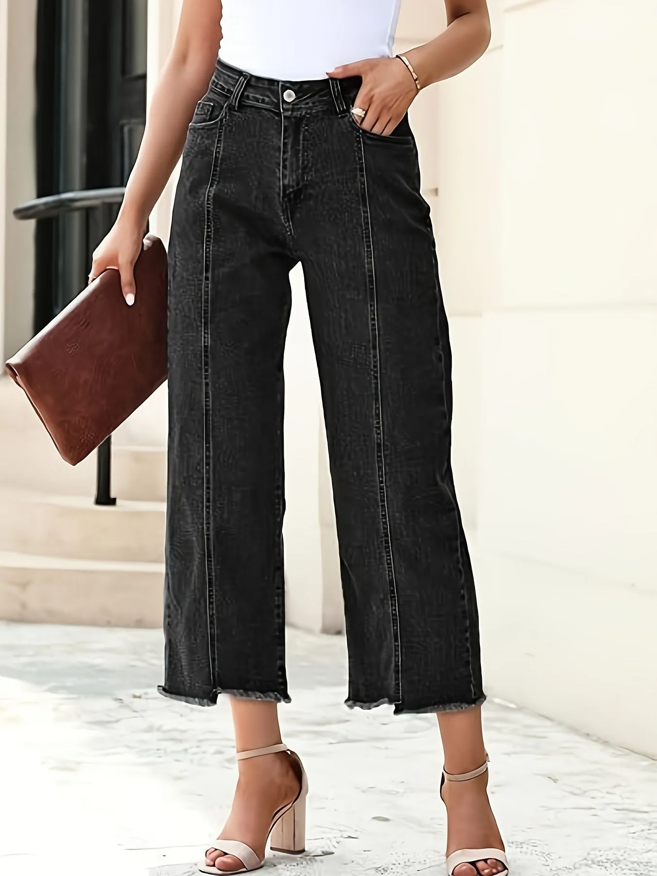 Fleur - Elegante Cropped Spijkerbroeken met Rechte Pijpen