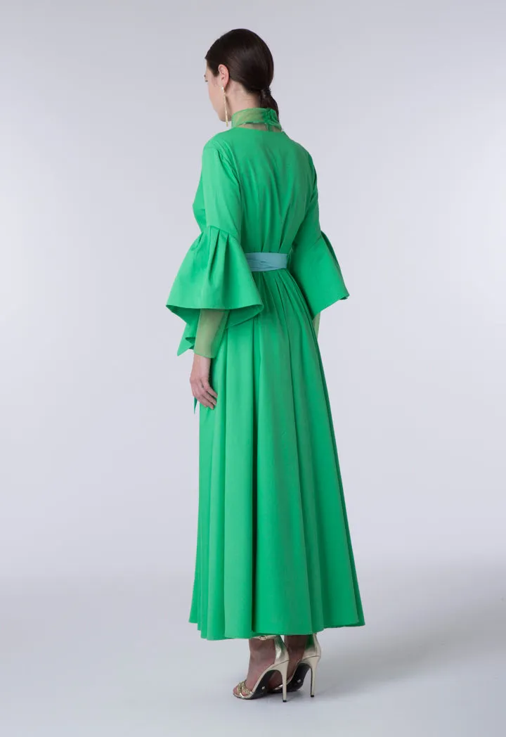Flounce Sleeve V-Neck Dress