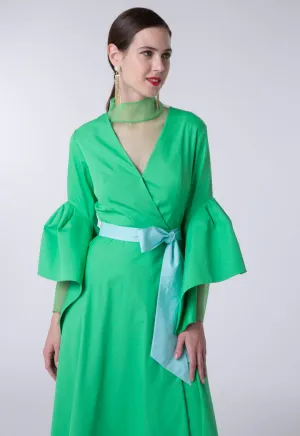 Flounce Sleeve V-Neck Dress