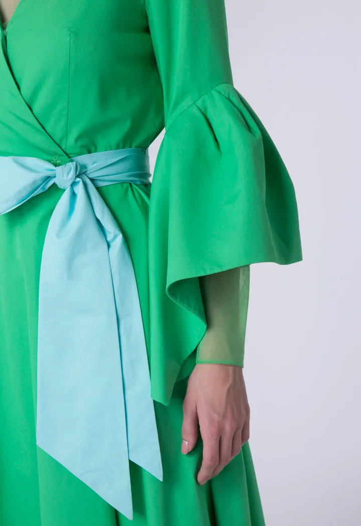 Flounce Sleeve V-Neck Dress