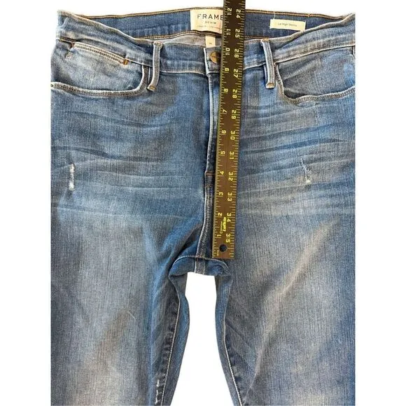 Frame Denim Womens Zip Fly Raw Frayed Step Hem Le High Skinny Jeans Blue Size 31