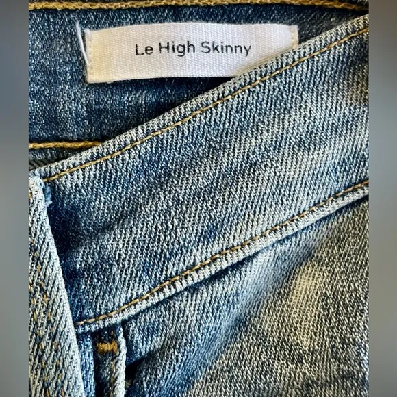 Frame Le High Skinny Cropped Mid Rise Dark Denim Jeans Trendy Stretchy Size 27