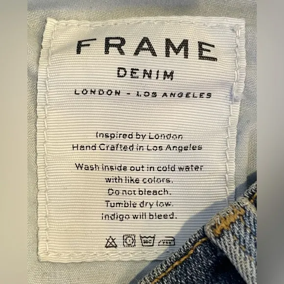 Frame Le High Skinny Cropped Mid Rise Dark Denim Jeans Trendy Stretchy Size 27