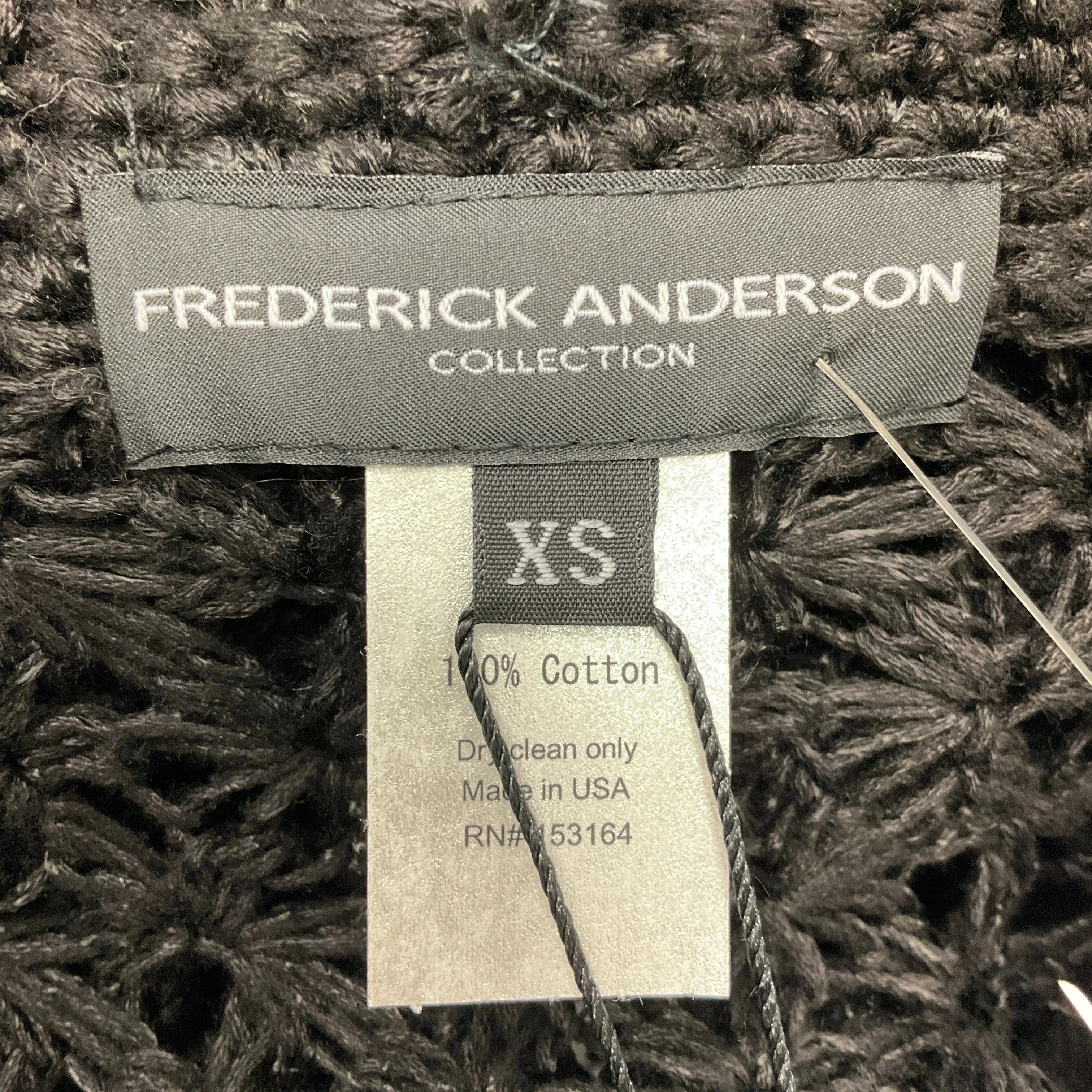 Frederick Anderson Collection Black Long Sleeved V-Neck Cotton Knit Dress