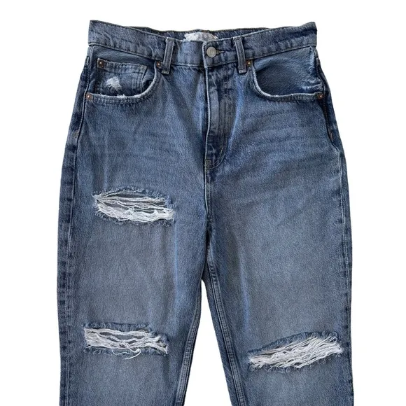 Free People We The Free Cropped High Rise Distressed Boho Jeans