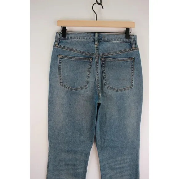 Free People Womens Jeans Blue Denim Cropped Tapered Medium Wash Zip Fly Size 27