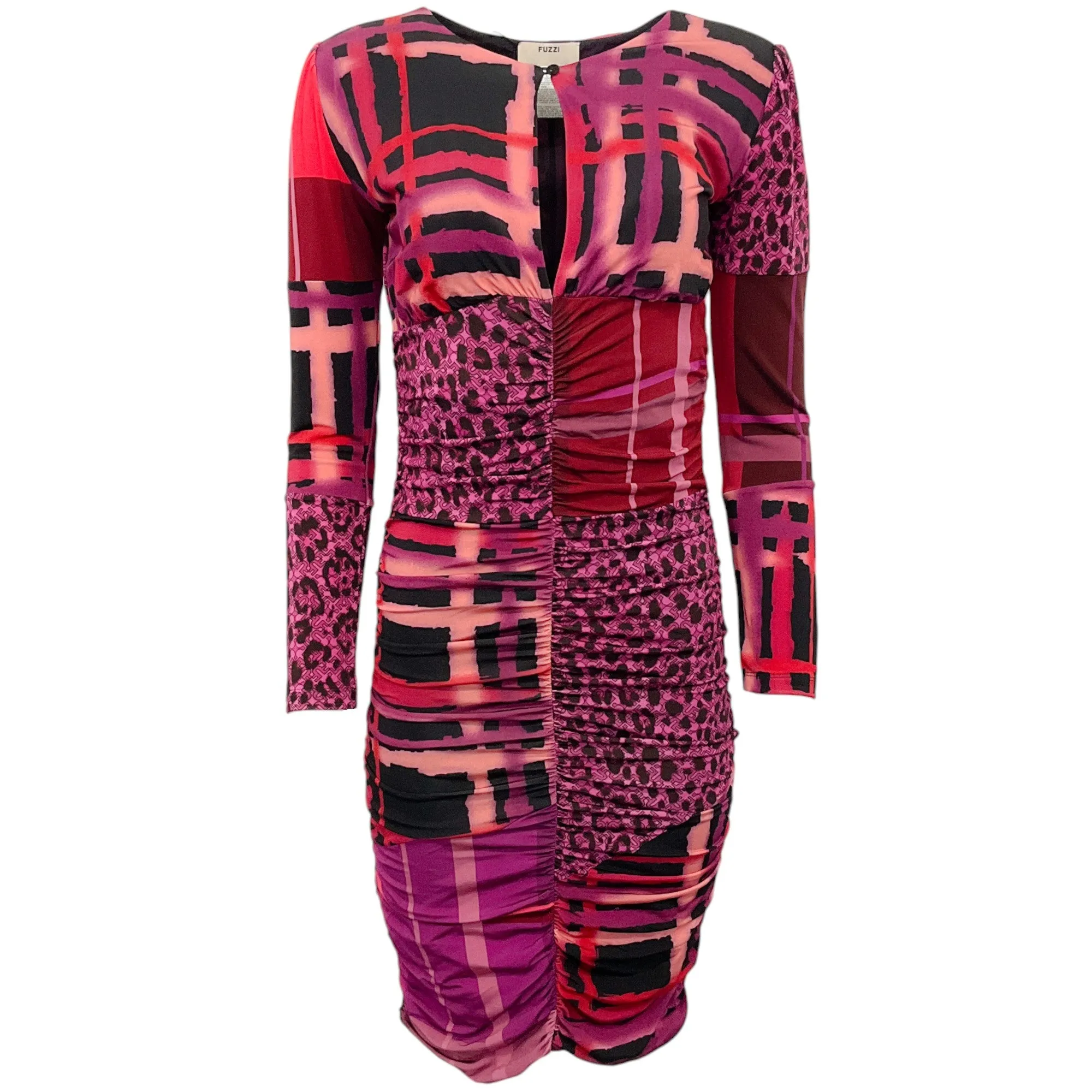 Fuzzi Purple / Pink / Black Ruched Dress