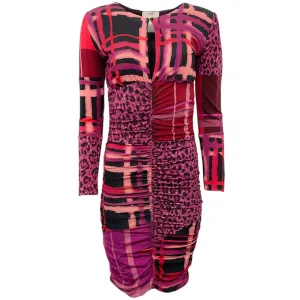 Fuzzi Purple / Pink / Black Ruched Dress