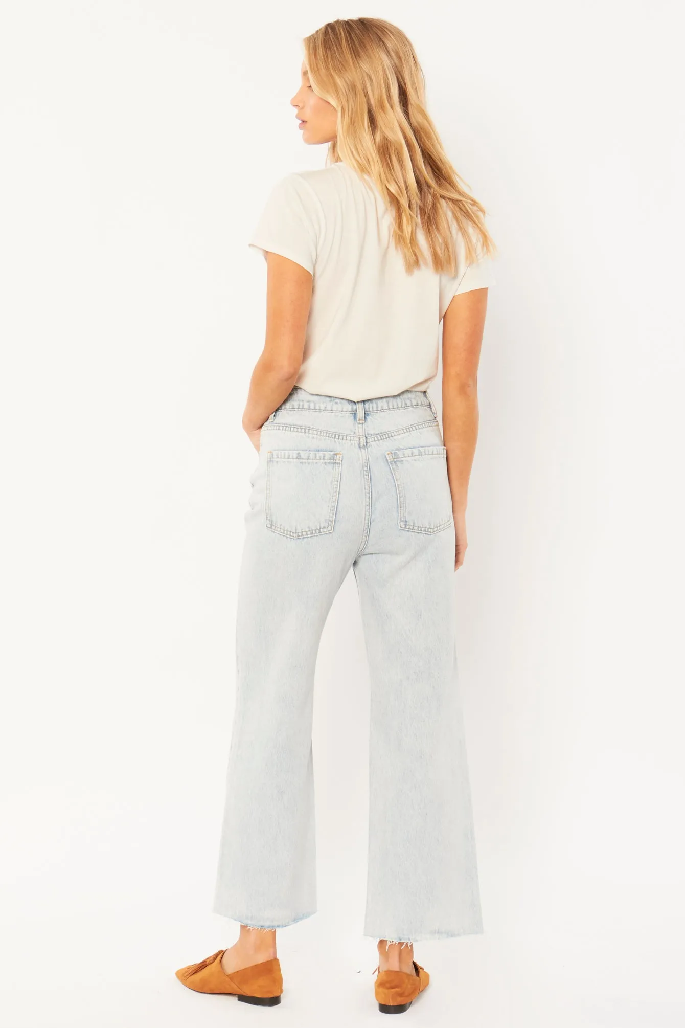 GABI CROP FLARE WVN DENIM PANT
