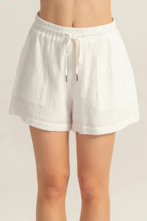 Gauze drawstring shorts