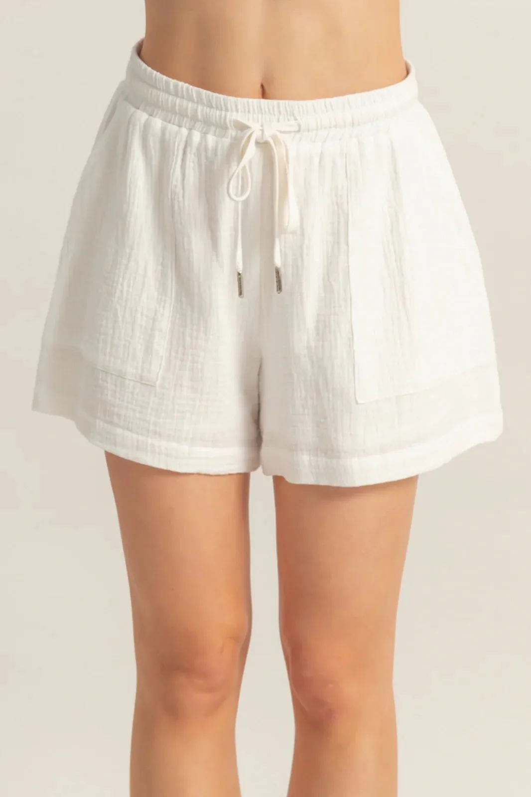 Gauze drawstring shorts