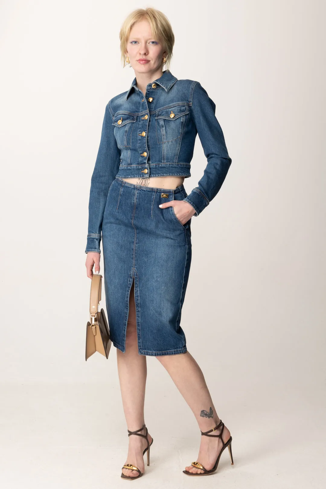 Giacca Cropped In Jeans