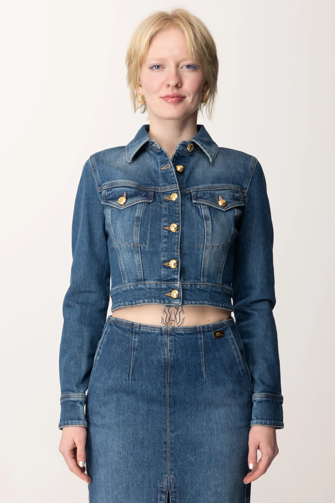 Giacca Cropped In Jeans