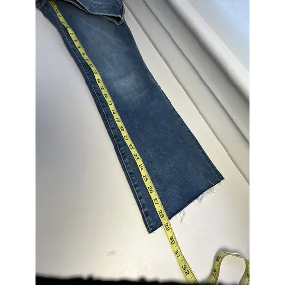 Good American Good Legs Crop Mini Boot Blue Jean GLCMBAF739 Size 26.5 Raw Hem