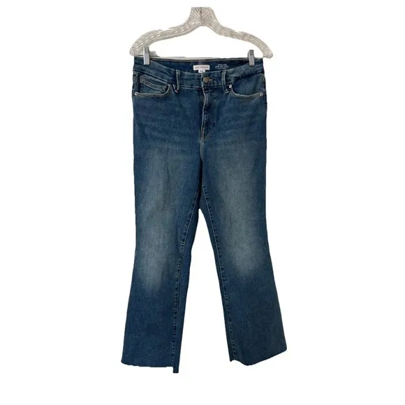 Good American Good Legs Crop Mini Boot Blue Jean GLCMBAF739 Size 26.5 Raw Hem