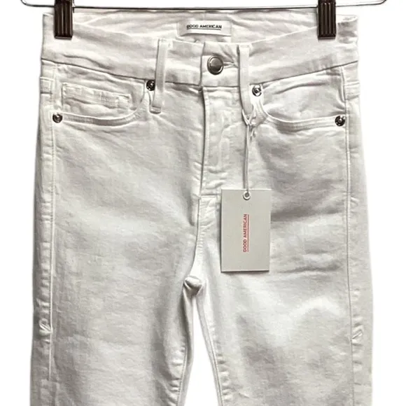 Good AmericanThese high-rise cropped jeans feature stretch, flat-tummy s…