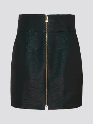 Green Zip Up Mini Skirt