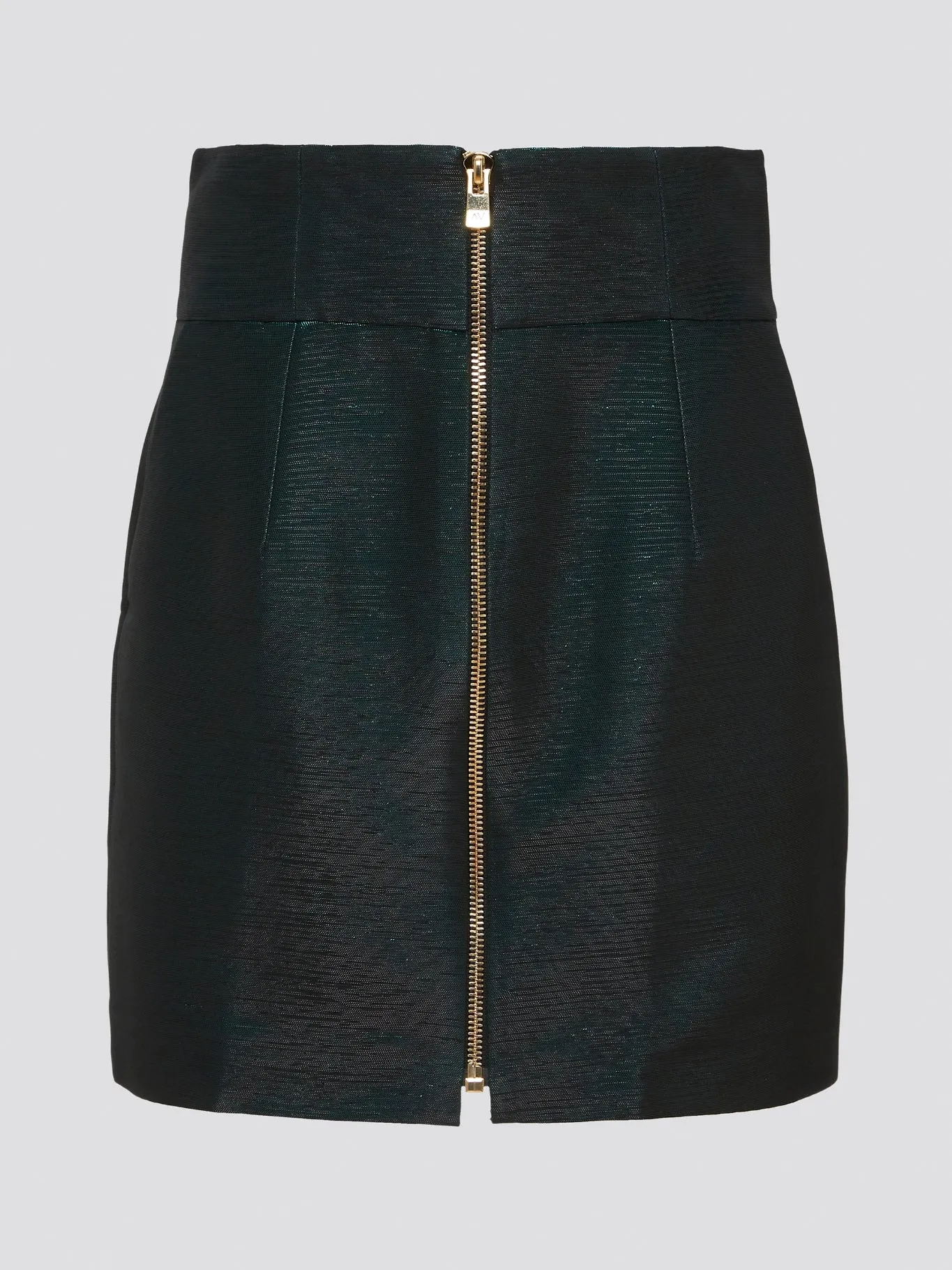 Green Zip Up Mini Skirt