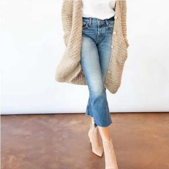 GRLFRND Tatum Mid-Rise Micro Boot Jean in Turn Blue Size 28
