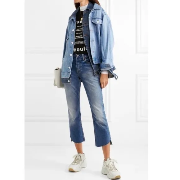 GRLFRND Tatum Mid-Rise Micro Boot Jean in Turn Blue Size 28