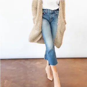 GRLFRND Tatum Mid-Rise Micro Boot Jean in Turn Blue Size 28