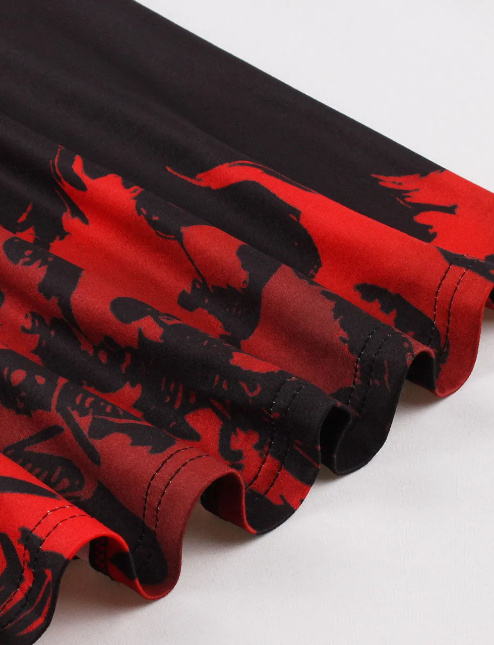 Halloween Strap Floral Print 1950S Vintage Swing Dress