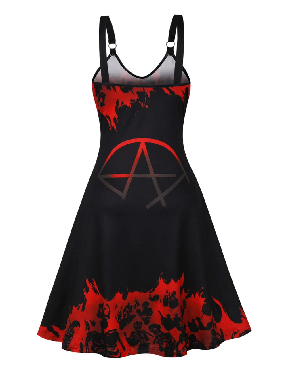 Halloween Strap Floral Print 1950S Vintage Swing Dress