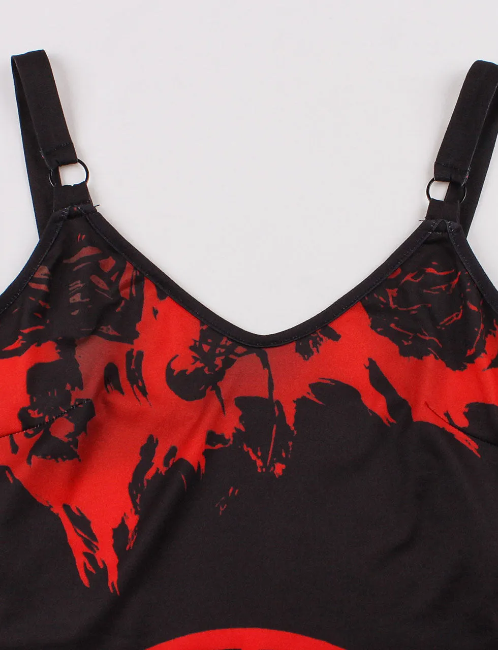 Halloween Strap Floral Print 1950S Vintage Swing Dress