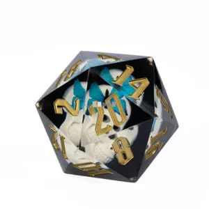 Handmade 55mm Glow in the Dark Skull D20 - White/Butterfly