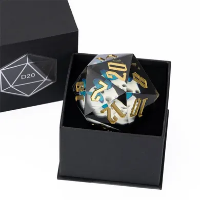 Handmade 55mm Glow in the Dark Skull D20 - White/Butterfly