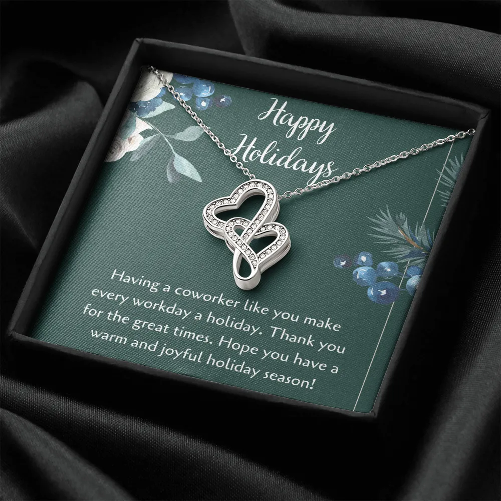 Happy Holidays Double Hearts Necklace