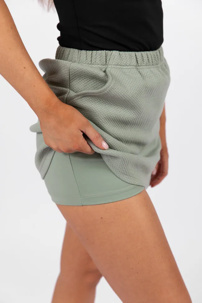 Have It My Way Sage Textured Knit Skort