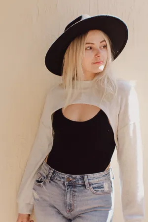 Heather Ultra Cropped Sweater (Gray)