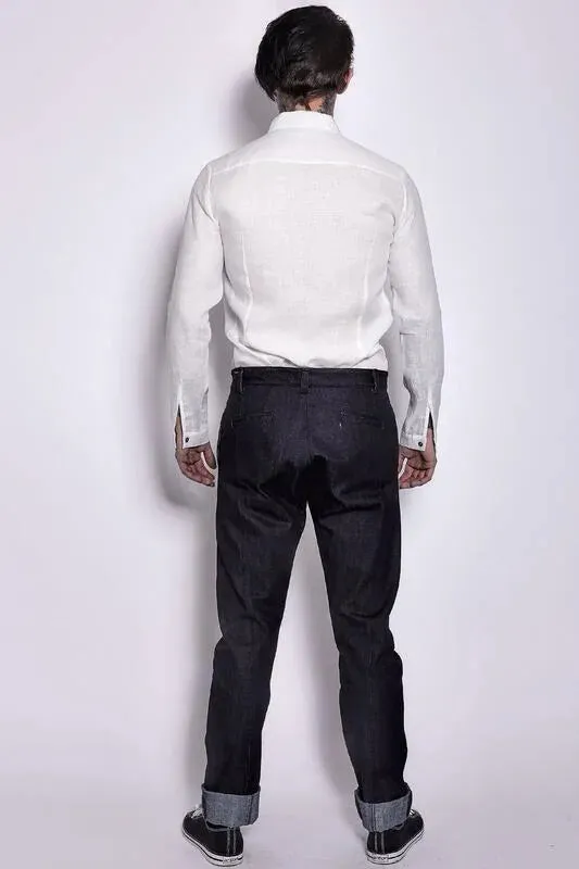 【HELLEQUINO】 The Pants-Raw Selvedge Denim 11oz / 特殊剪裁 小直筒彈性原色褲
