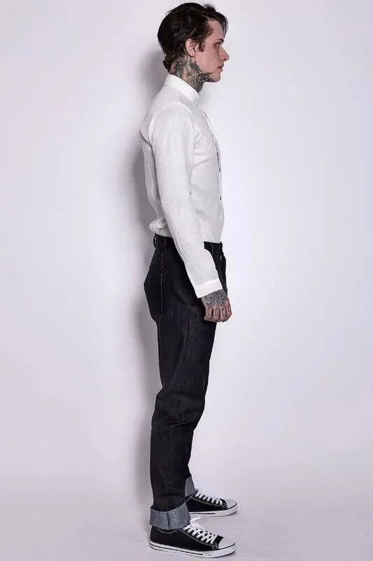 【HELLEQUINO】 The Pants-Raw Selvedge Denim 11oz / 特殊剪裁 小直筒彈性原色褲