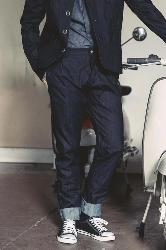 【HELLEQUINO】 The Pants-Raw Selvedge Denim 11oz / 特殊剪裁 小直筒彈性原色褲