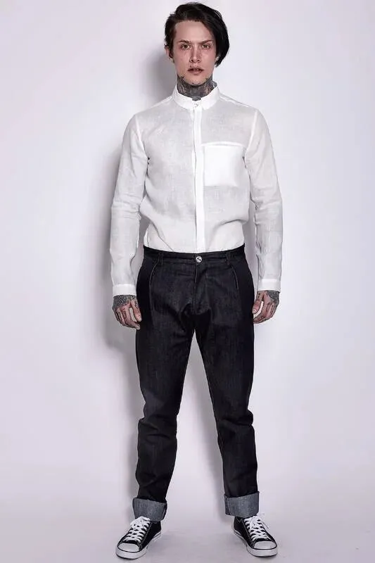 【HELLEQUINO】 The Pants-Raw Selvedge Denim 11oz / 特殊剪裁 小直筒彈性原色褲