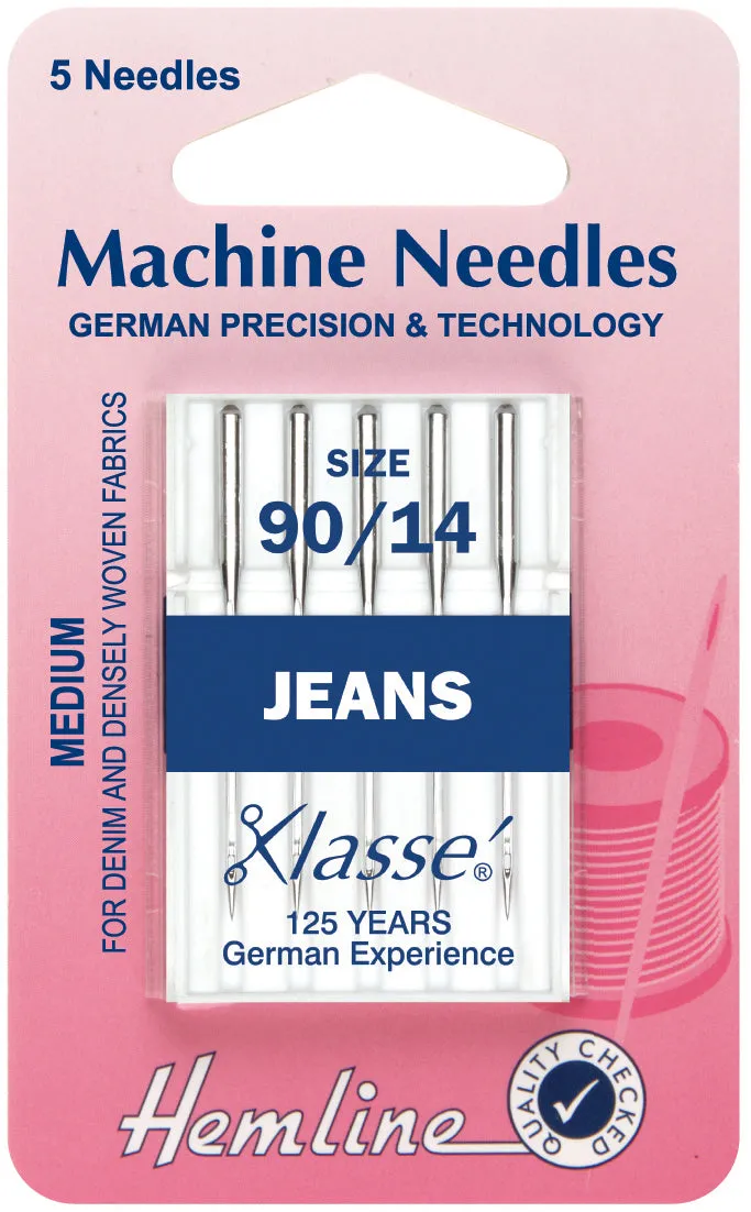 Hemline Sewing Machine Needles Jean Medium 90/14