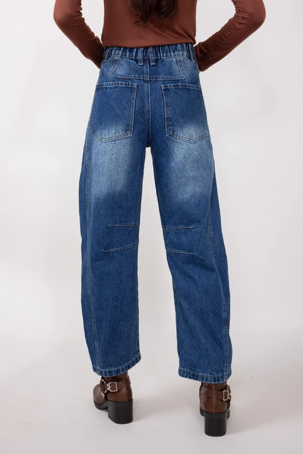 High-Rise Barrel Wash Jeans for Women in Medium Wash | MAP2740-MEDIUMWASH
