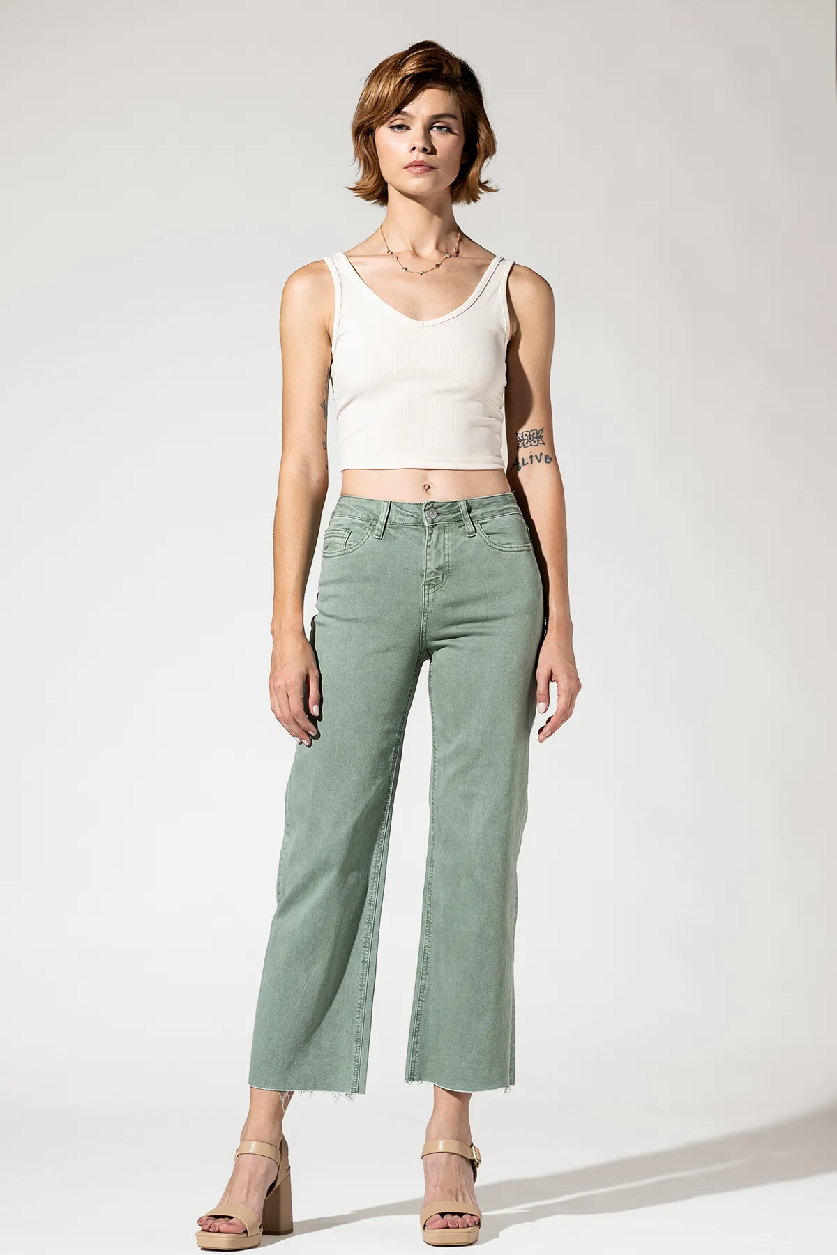 High Rise Crop Wide Leg