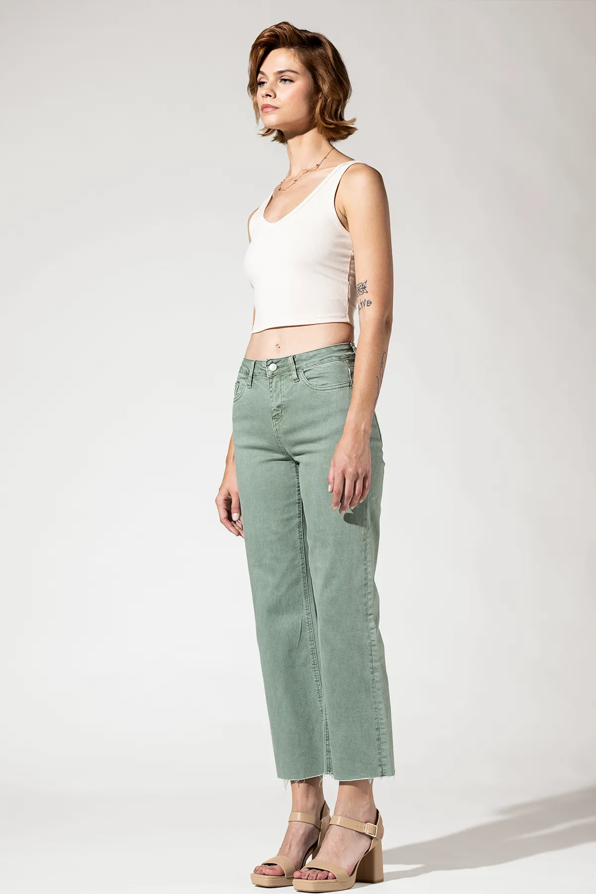 High Rise Crop Wide Leg
